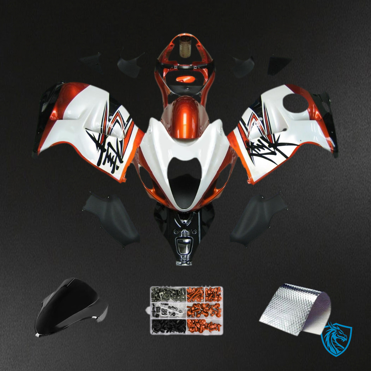 Suzuki GSXR1300 (1999-2007) Gloss Orange & White Injection - MERGEment Motorcycle Fairings Kit