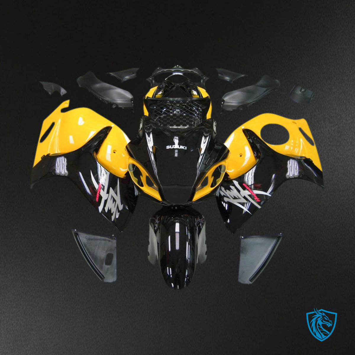 Suzuki GSXR1300 (2008-2020) Yellow & Black Injection Fairing Kit - Aftermarket ABS Bodywork
