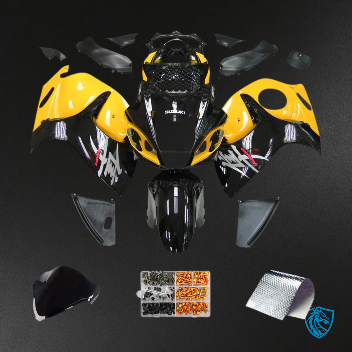Suzuki GSXR1300 (2008-2020) Yellow & Black Injection Fairing Kit - Aftermarket ABS Bodywork