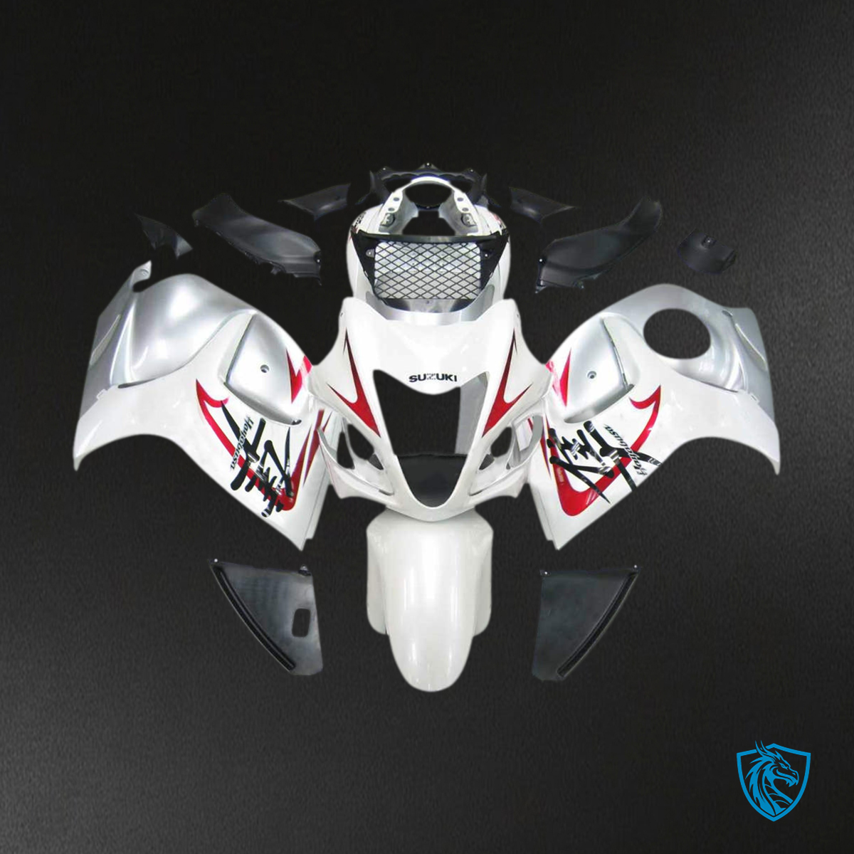 Suzuki GSXR1300 (2008-2020) Silver, Black & Red Injection Fairing Kit | ABS Bodywork