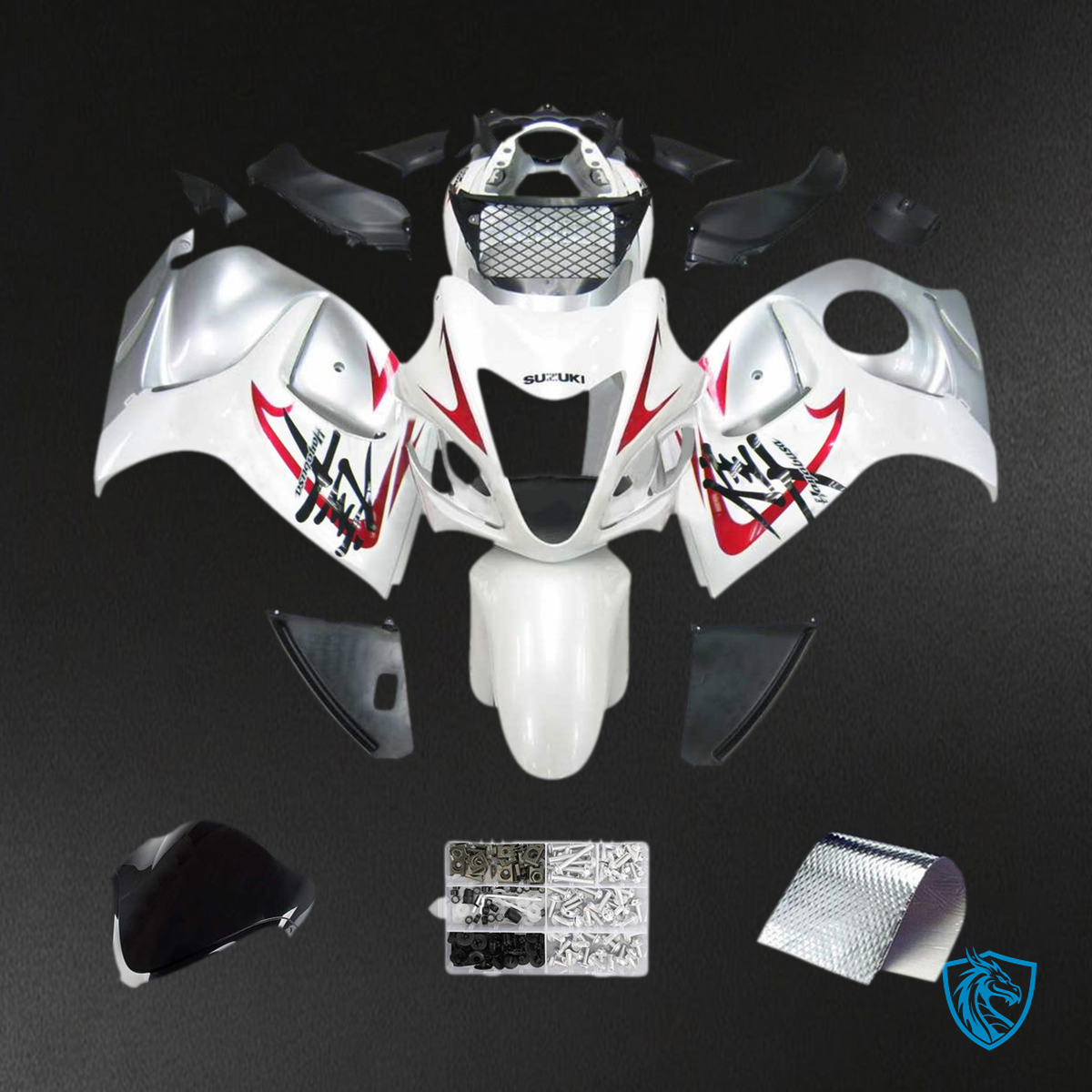 Suzuki GSXR1300 (2008-2020) Silver, Black & Red Injection Fairing Kit | ABS Bodywork