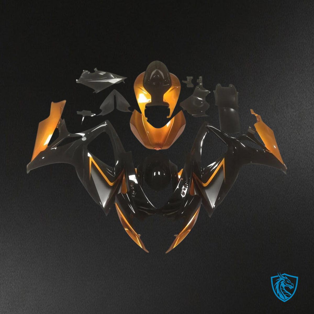 Suzuki K6 GSXR 600-750 (2006-2007) Black & Gloss Orange - Fairing Kit