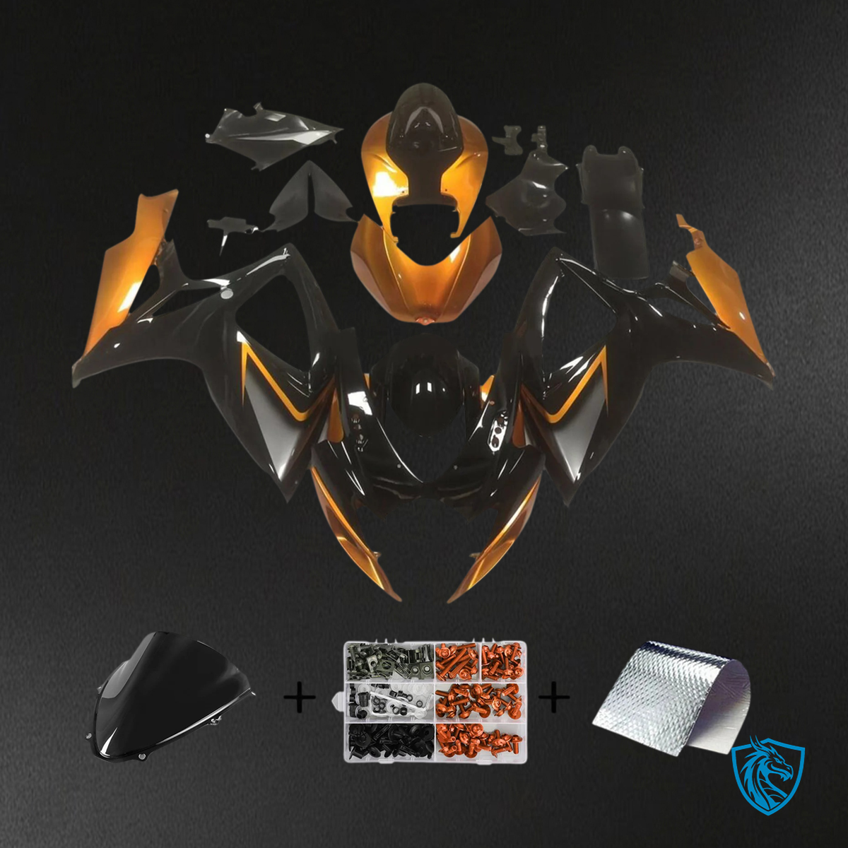 Suzuki K6 GSXR 600-750 (2006-2007) Black & Gloss Orange - Fairing Kit