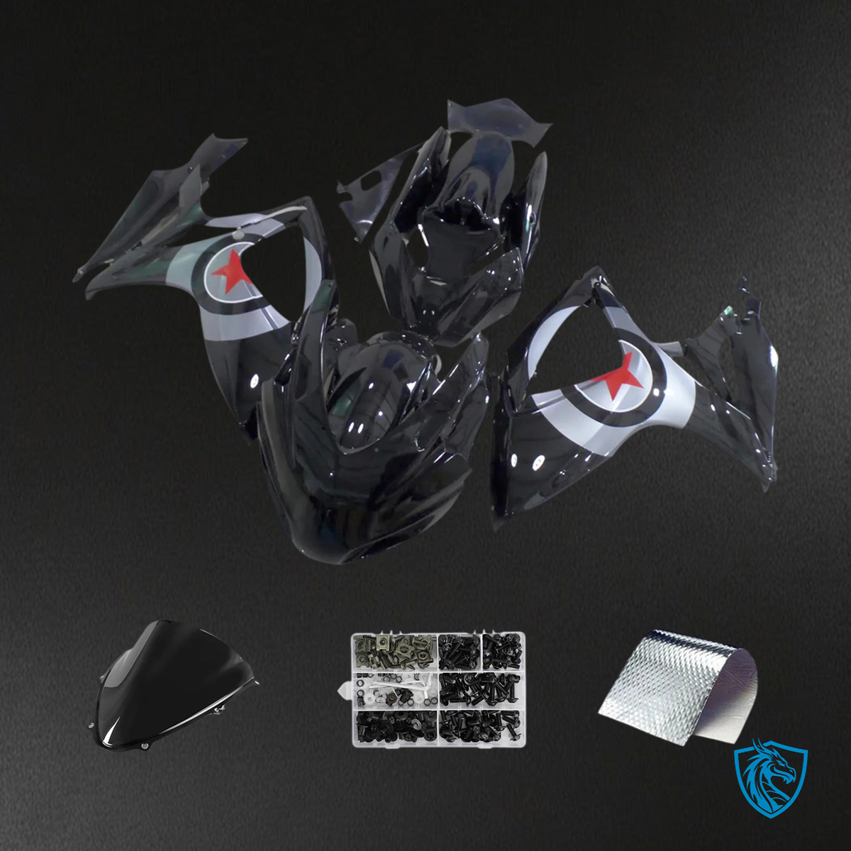 Suzuki K6 GSXR 600-750 (2006-2007) Black & Gray - Fairing kit