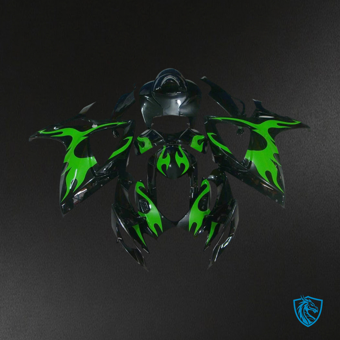 Suzuki K6 GSXR 600-750 (2006-2007) Black & Green - Fairing Kit