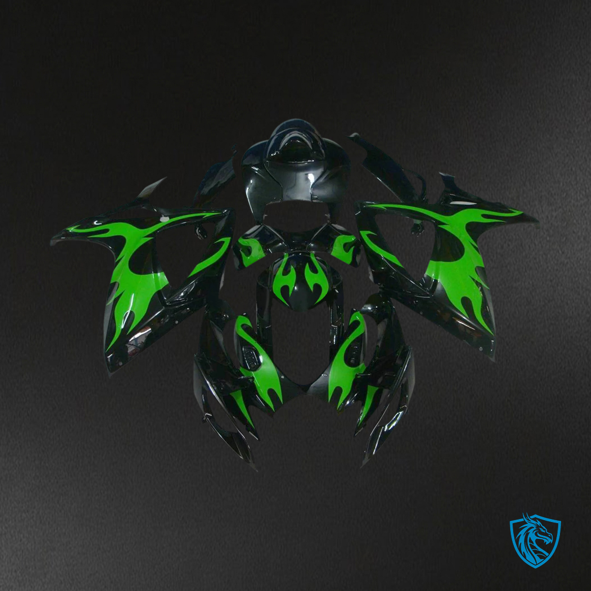 Suzuki K6 GSXR 600-750 (2006-2007) Black & Green - Fairing Kit