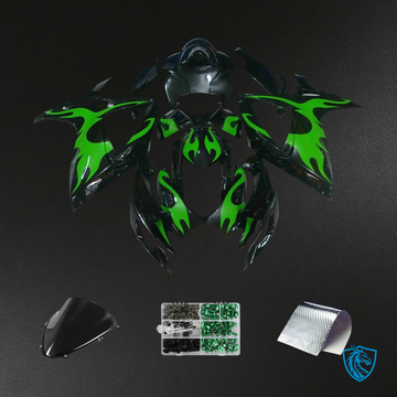 Suzuki K6 GSXR 600-750 (2006-2007) Black & Green - Fairing Kit
