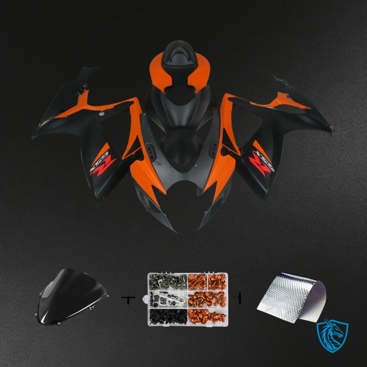 Suzuki K6 GSXR 600-750 (2006-2007) Black & Orange Fairing Kit