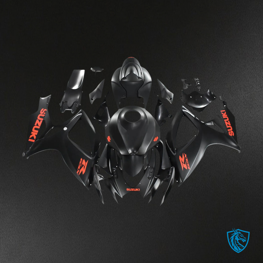 Suzuki K6 GSXR 600-750 (2006-2007) Black with Red Logo - Fairing Kit