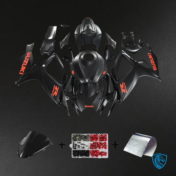 Suzuki K6 GSXR 600-750 (2006-2007) Black with Red Logo - Fairing Kit
