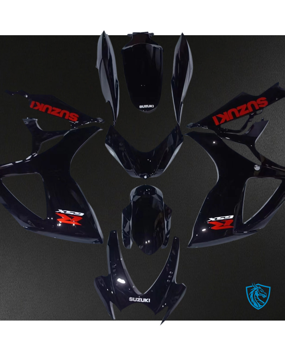 Suzuki K6 GSXR 600-750 (2006-2007) Black with Red Logo - Fairing Kit
