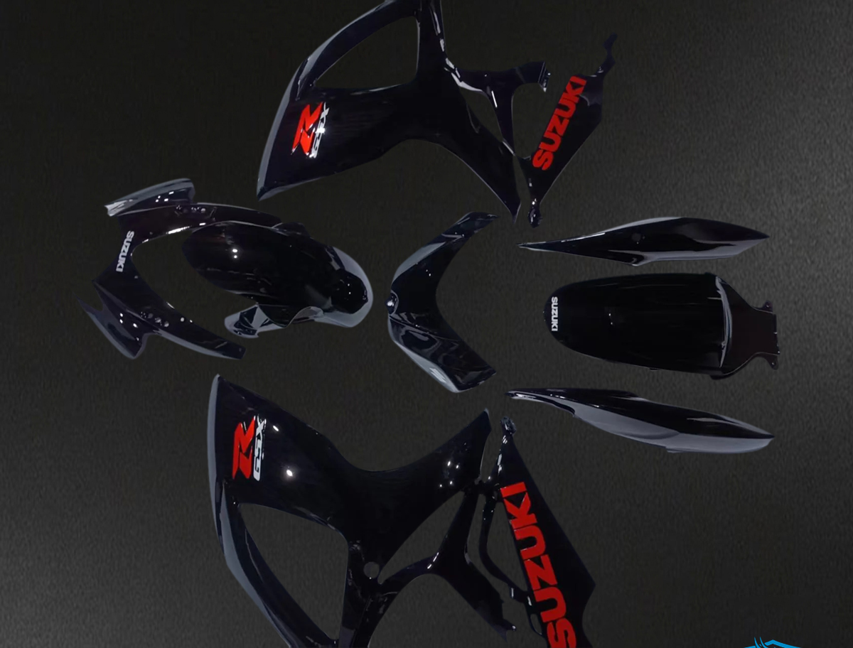 Suzuki K6 GSXR 600-750 (2006-2007) Black with Red Logo - Fairing Kit