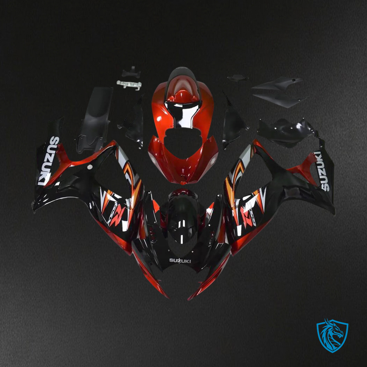 Suzuki K6 GSXR 600-750 (2006-2007) Black and Orange - Fairing Kit
