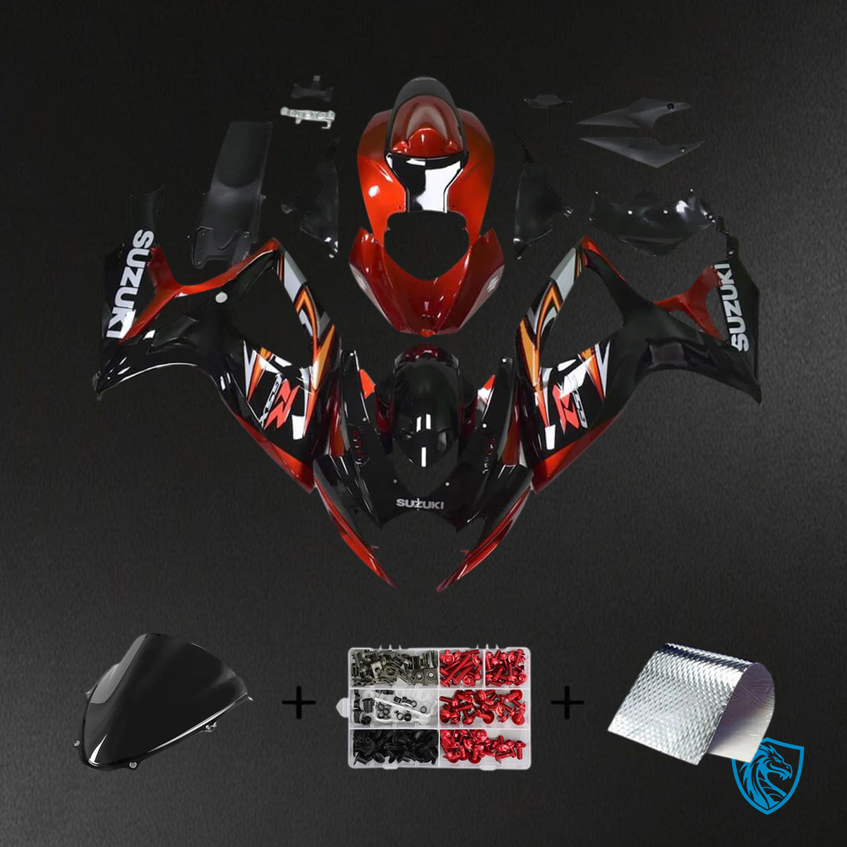 Suzuki K6 GSXR 600-750 (2006-2007) Black and Orange - Fairing Kit