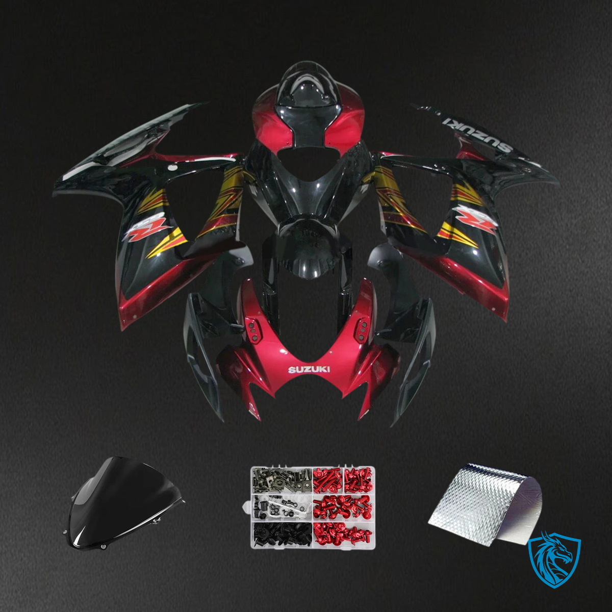 Suzuki K6 GSXR 600-750 (2006-2007) Gloss Red & Black - Fairing Kit
