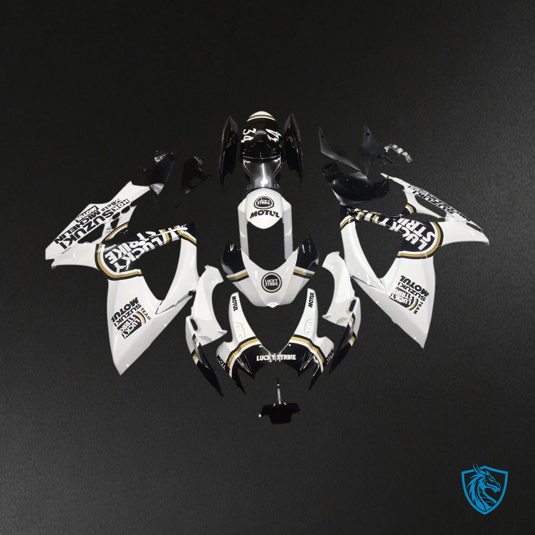 Suzuki K6 GSXR 600-750 (2006-2007) White with Black Logo - Fairing Kit