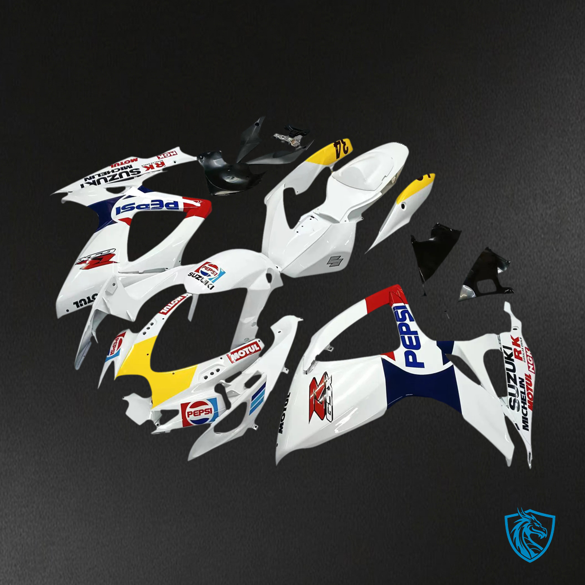 Suzuki K6 GSXR 600-750 (2006-2007) White with Red - Fairing Kit