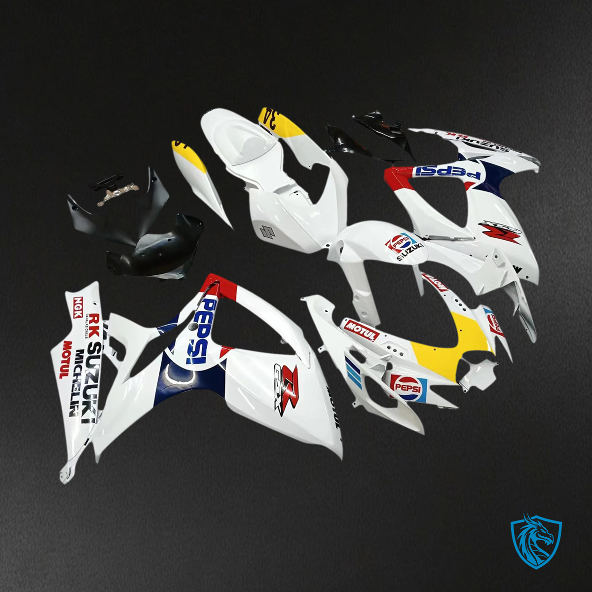 Suzuki K6 GSXR 600-750 (2006-2007) White with Red - Fairing Kit