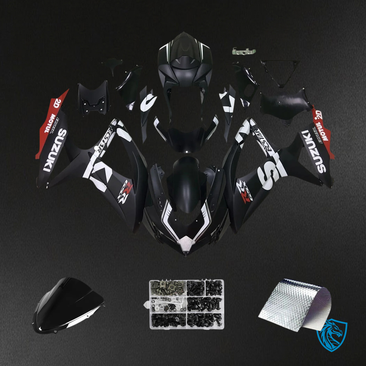 Suzuki K8 GSXR 600-750 (2008-2010) Black & Red - Fairing Kit