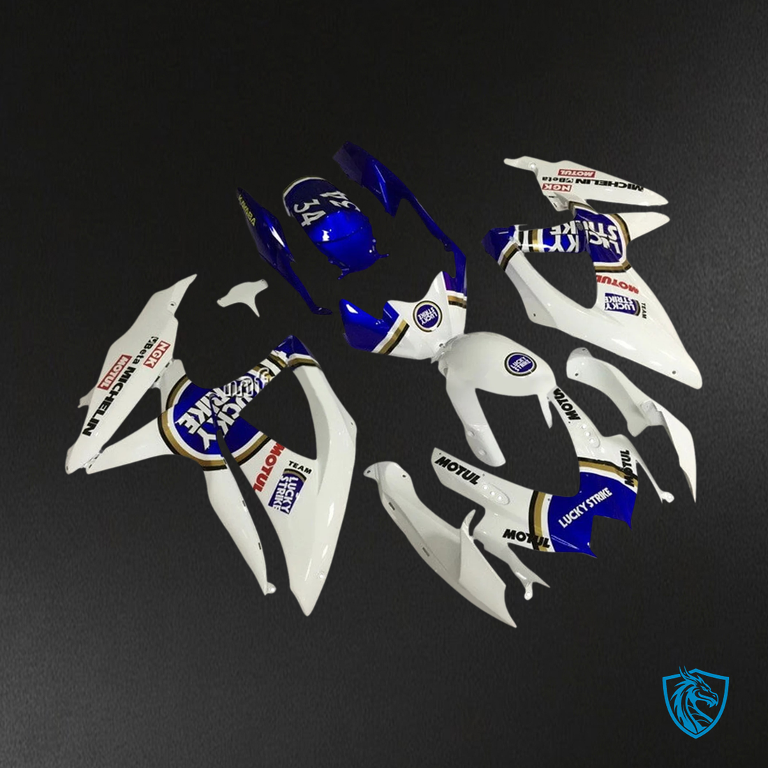 Suzuki K8 GSXR 600-750 (2008-2010) Blue & White Style 2 - Fairing Kit