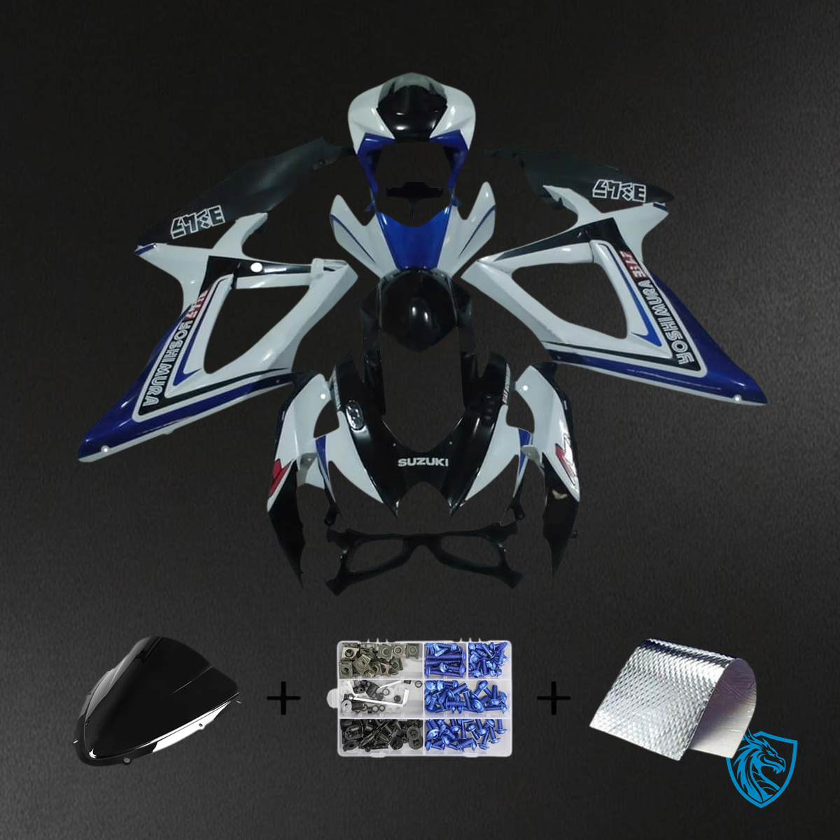 Suzuki K8 GSXR 600-750 (2008-2010) Blue & White Style 4 - Fairing Kit
