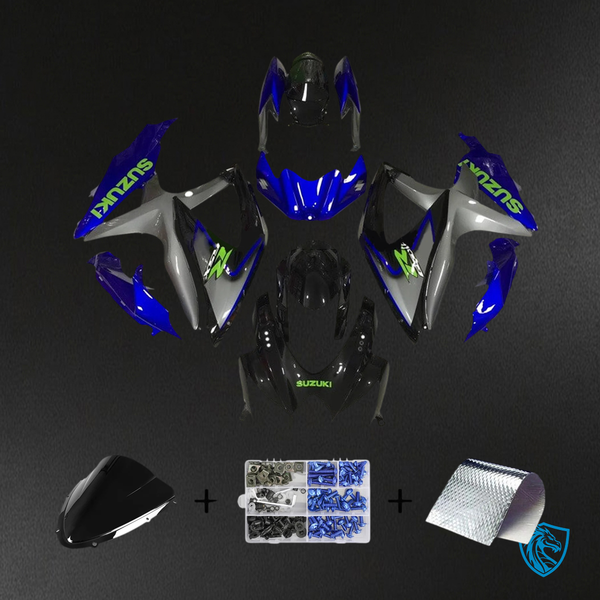 Suzuki K8 GSXR 600-750 (2008-2010) Gray & Blue - Fairing Kit