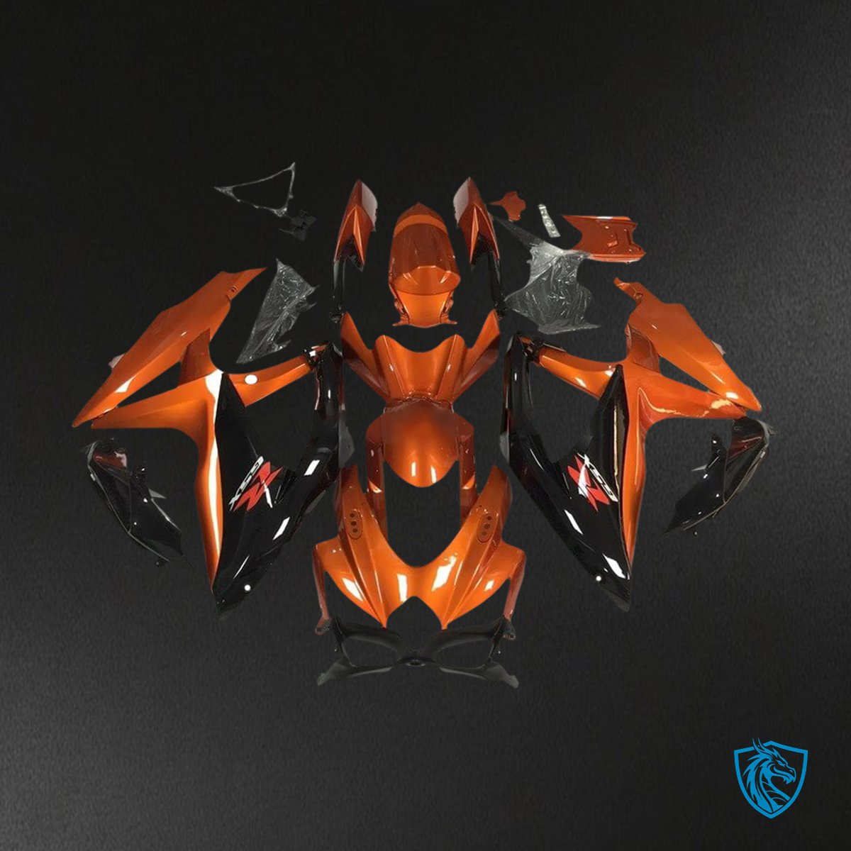 Suzuki K8 GSXR 600-750 (2008-2010) Orange & Black - Fairing Kit