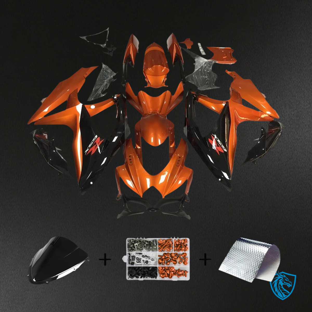 Suzuki K8 GSXR 600-750 (2008-2010) Orange & Black - Fairing Kit