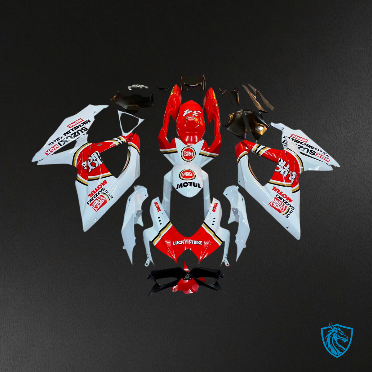 Suzuki K8 GSXR 600-750 (2008-2010) White and Red - Fairing Kit