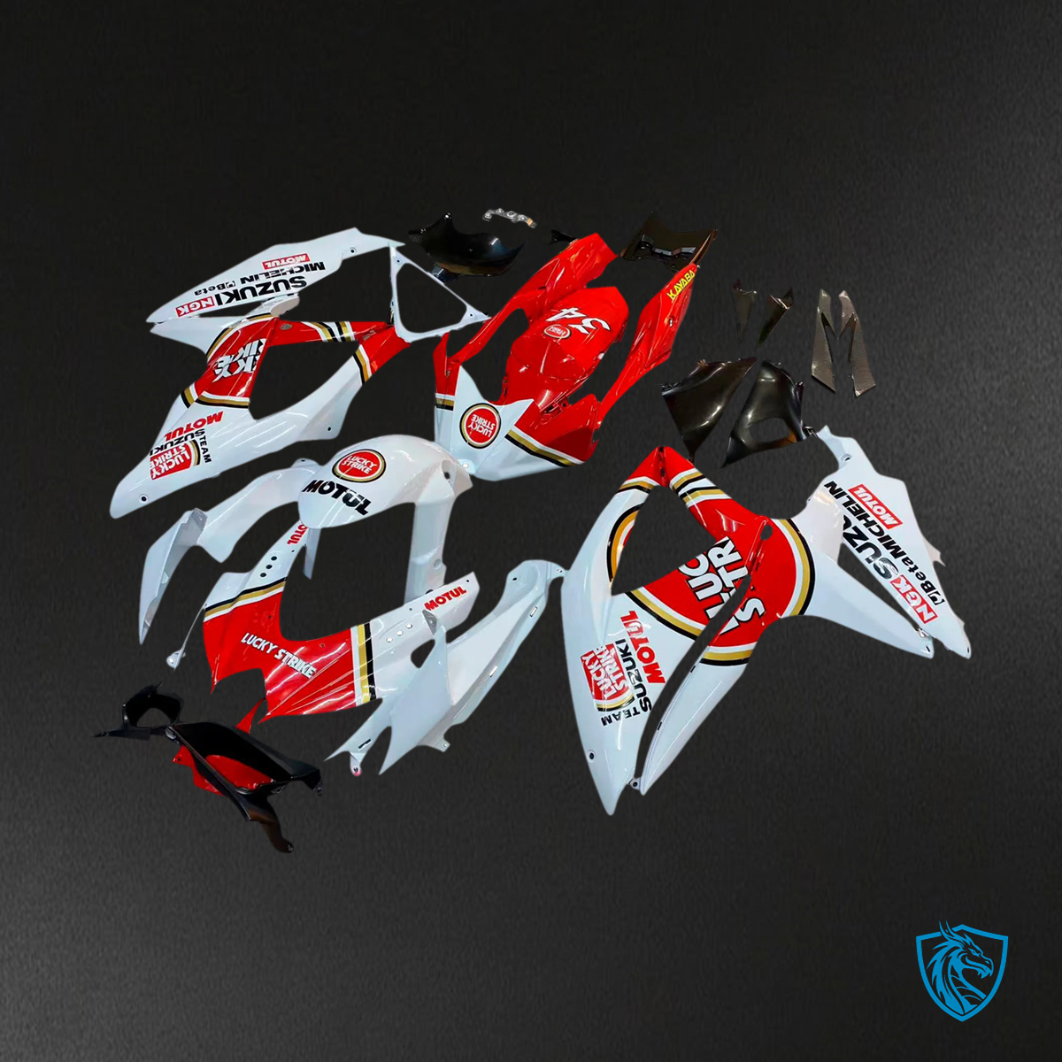 Suzuki K8 GSXR 600-750 (2008-2010) White and Red - Fairing Kit
