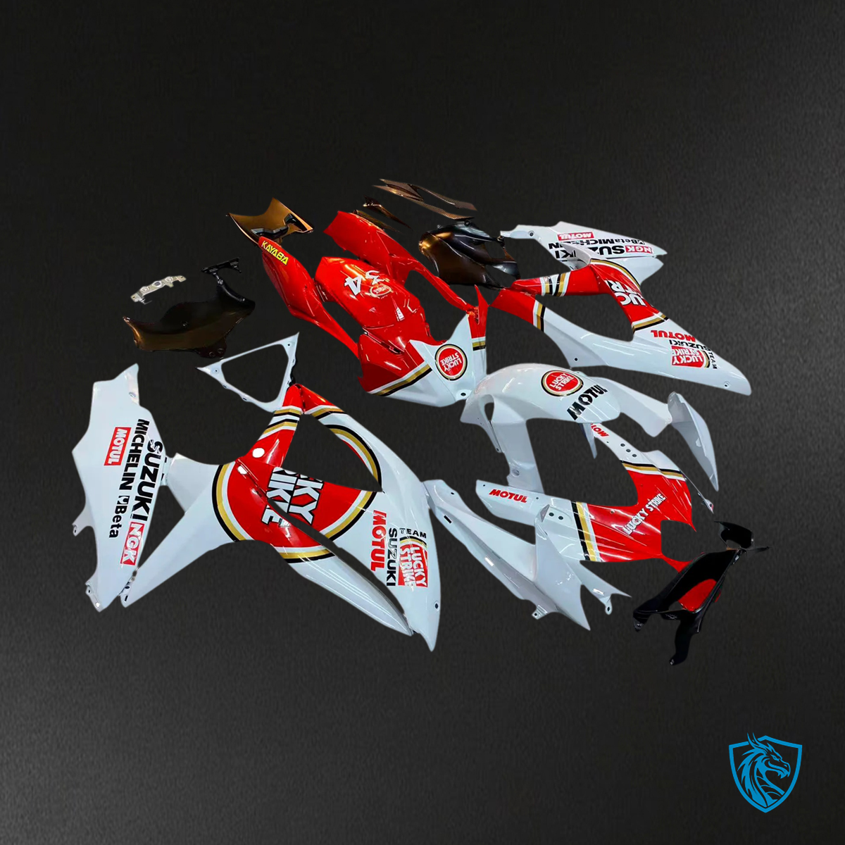 Suzuki K8 GSXR 600-750 (2008-2010) White and Red - Fairing Kit
