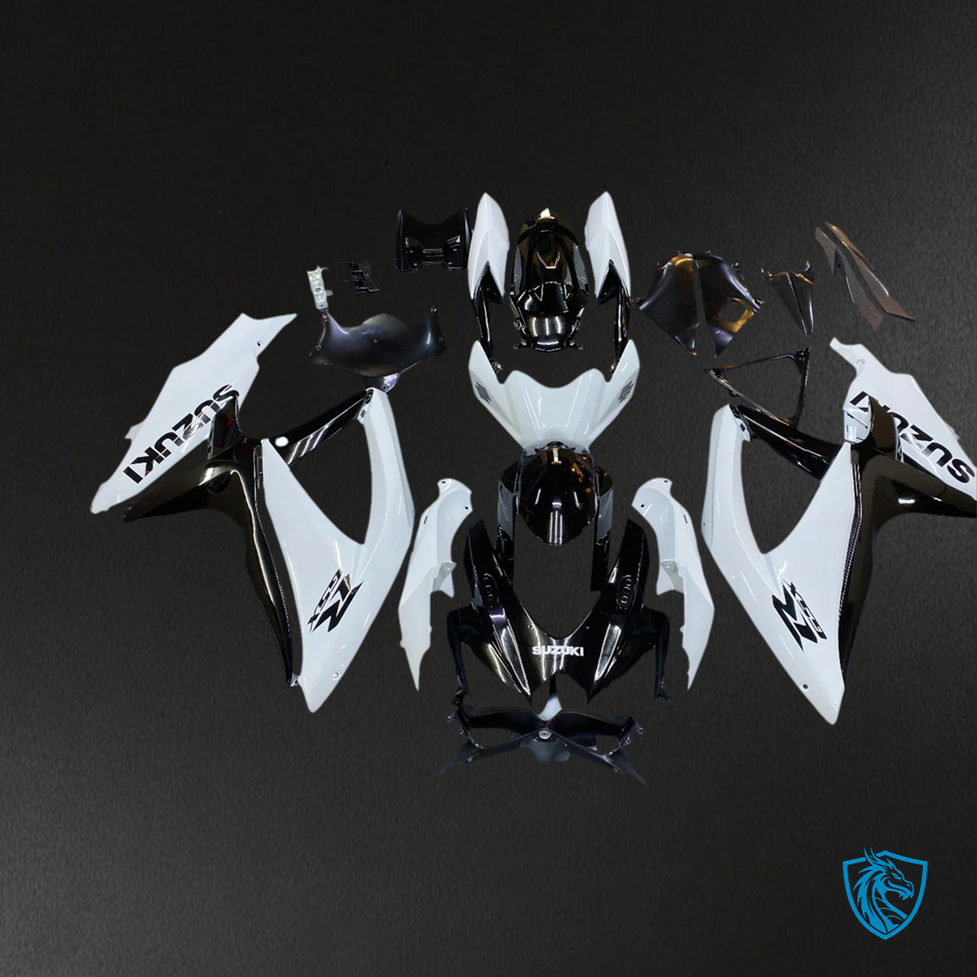 Suzuki K8 GSXR 600-750 (2008-2010) White & Black - Fairing Kit