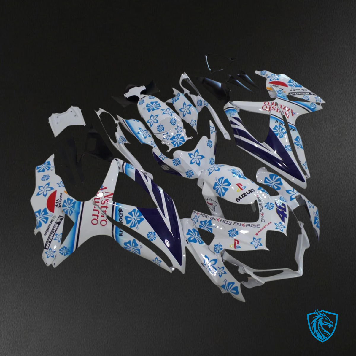 Suzuki K8 GSXR 600-750 (2008-2010) White with Red Snow - Fairing Kit