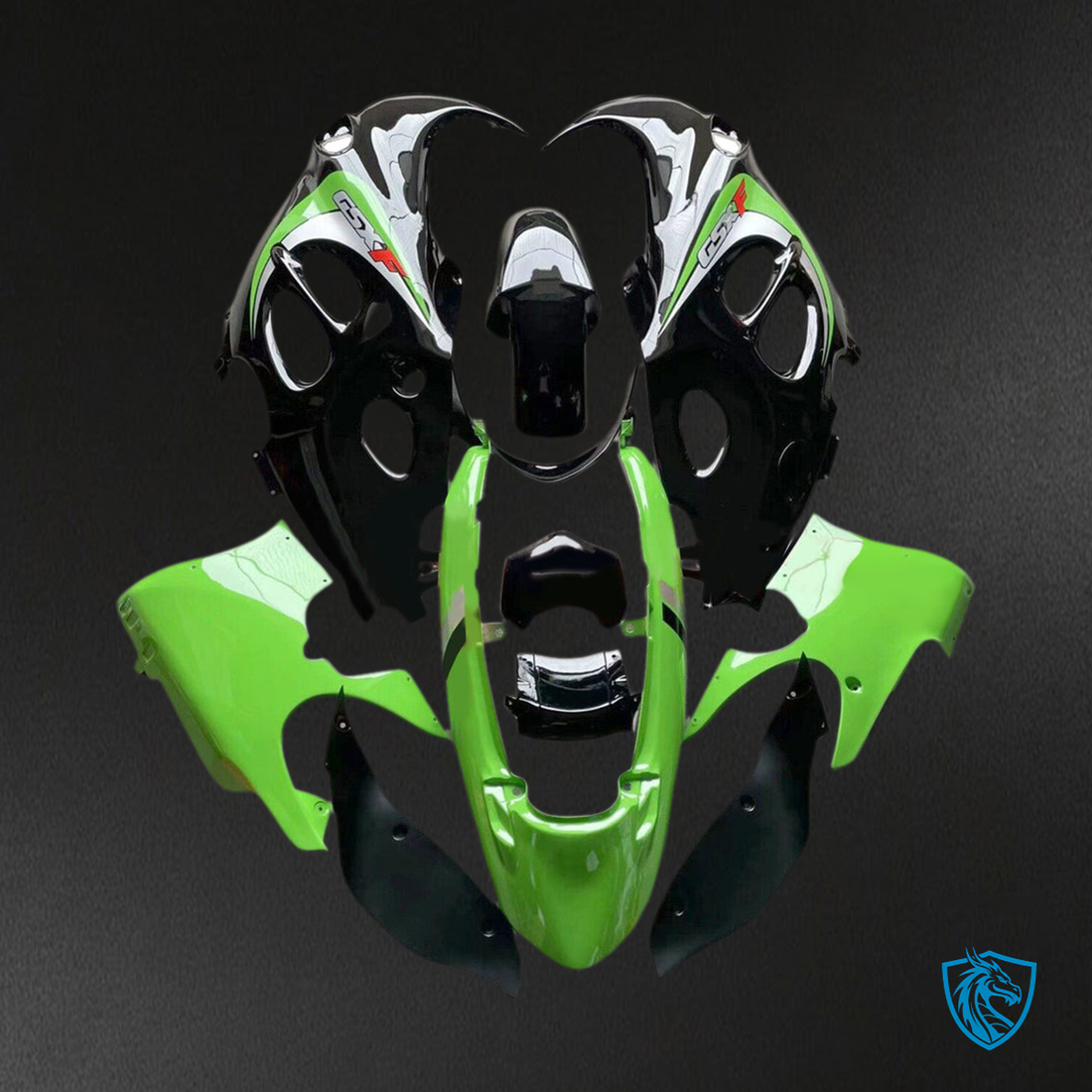 Suzuki GSX600F/750F (1998-2006) Green & Black Fairing Kit - Aftermarket ABS Bodywor