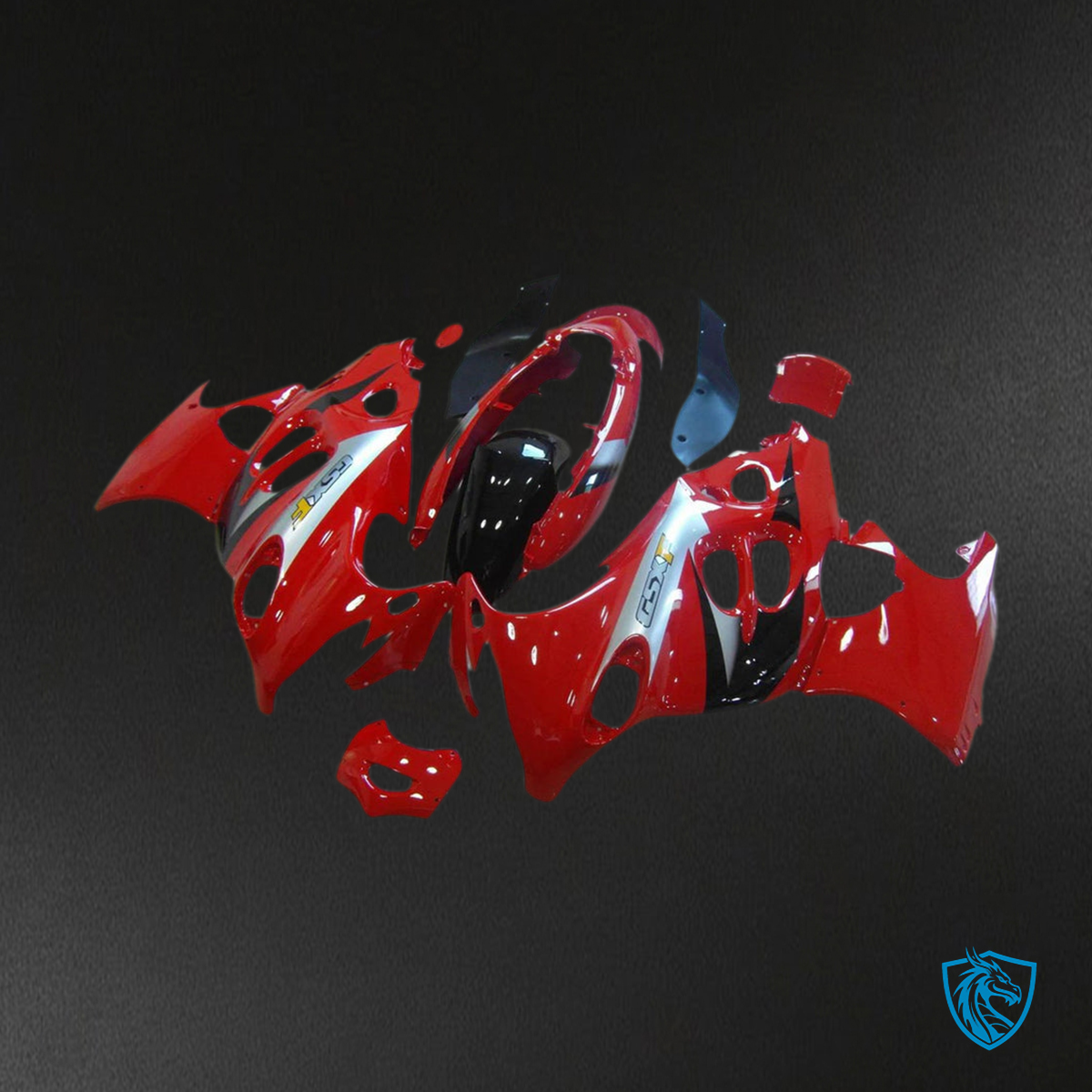 Suzuki GSX600F/750F (1998-2006) Gloss Red, Silver & Black - Custom ABS Fairing Kit