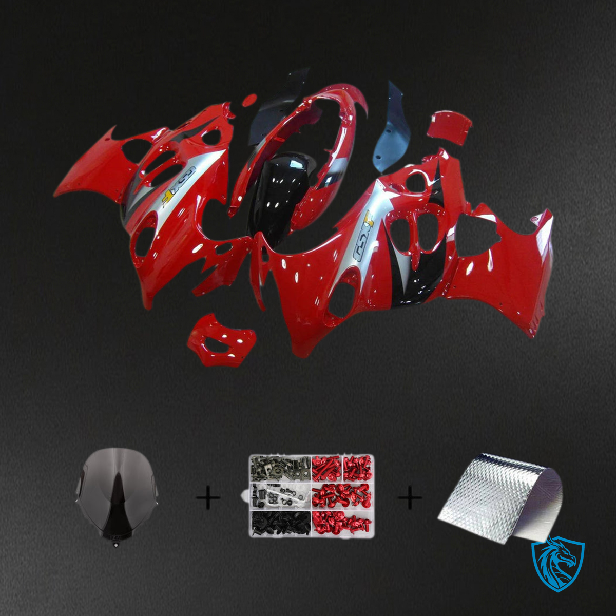 Suzuki GSX600F/750F (1998-2006) Gloss Red, Silver & Black - Custom ABS Fairing Kit