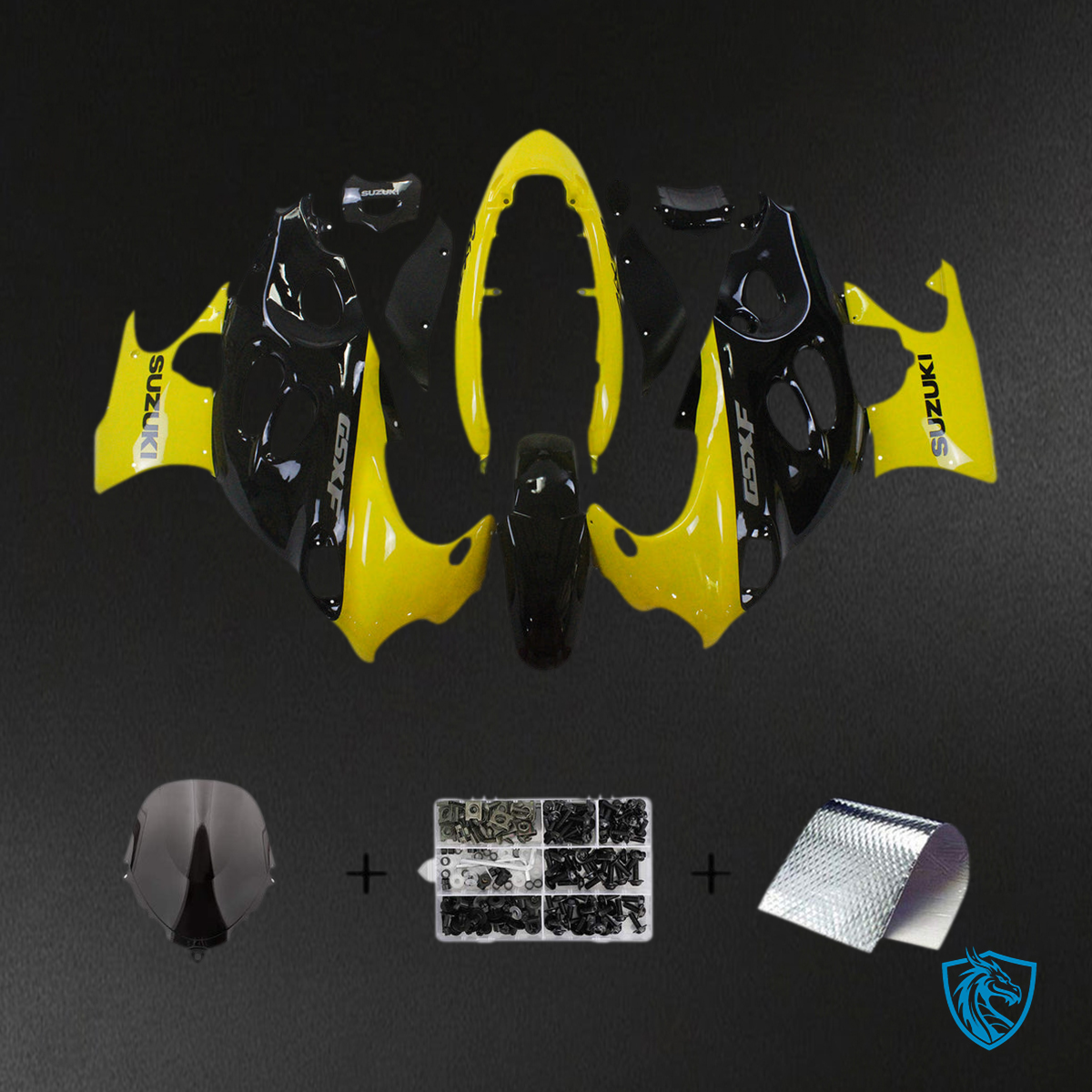 Suzuki GSXF600/750 (1998-2006) Yellow & Black - Custom ABS Fairing Kit