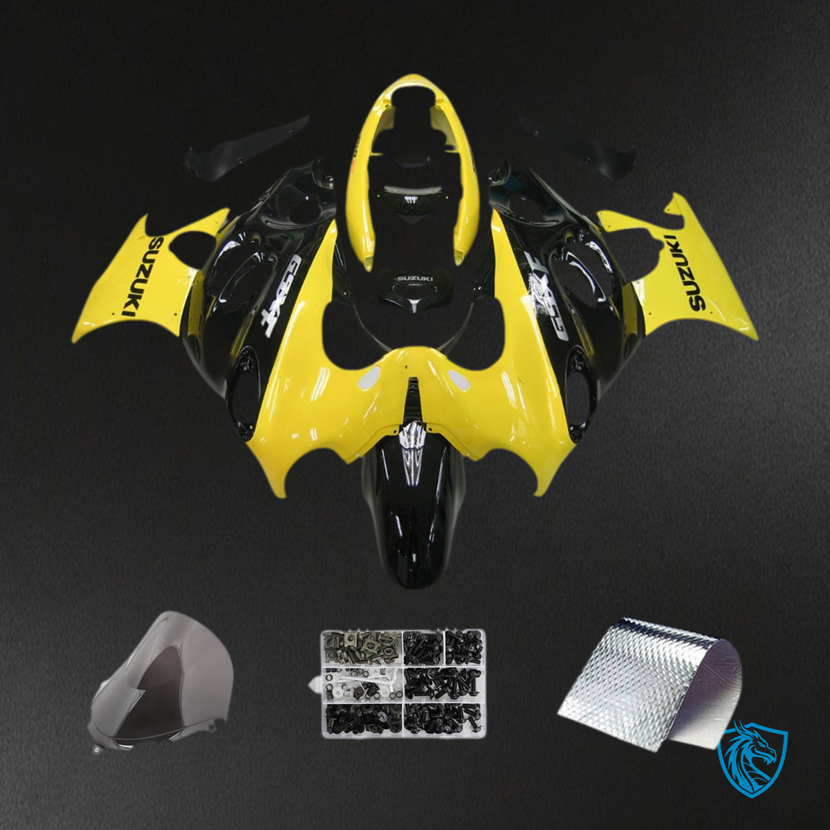 Suzuki GSXF600/750 (1998-2006) Yellow & Gloss Black - MERGEment Motorcycle Fairings Kit