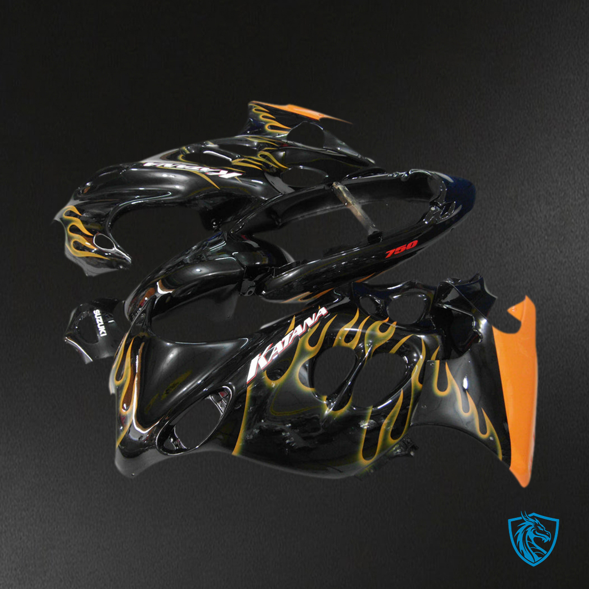 Suzuki GSX600F/750F (1998-2006) Black & Orange Fairing Kit - Aftermarket ABS Bodywork