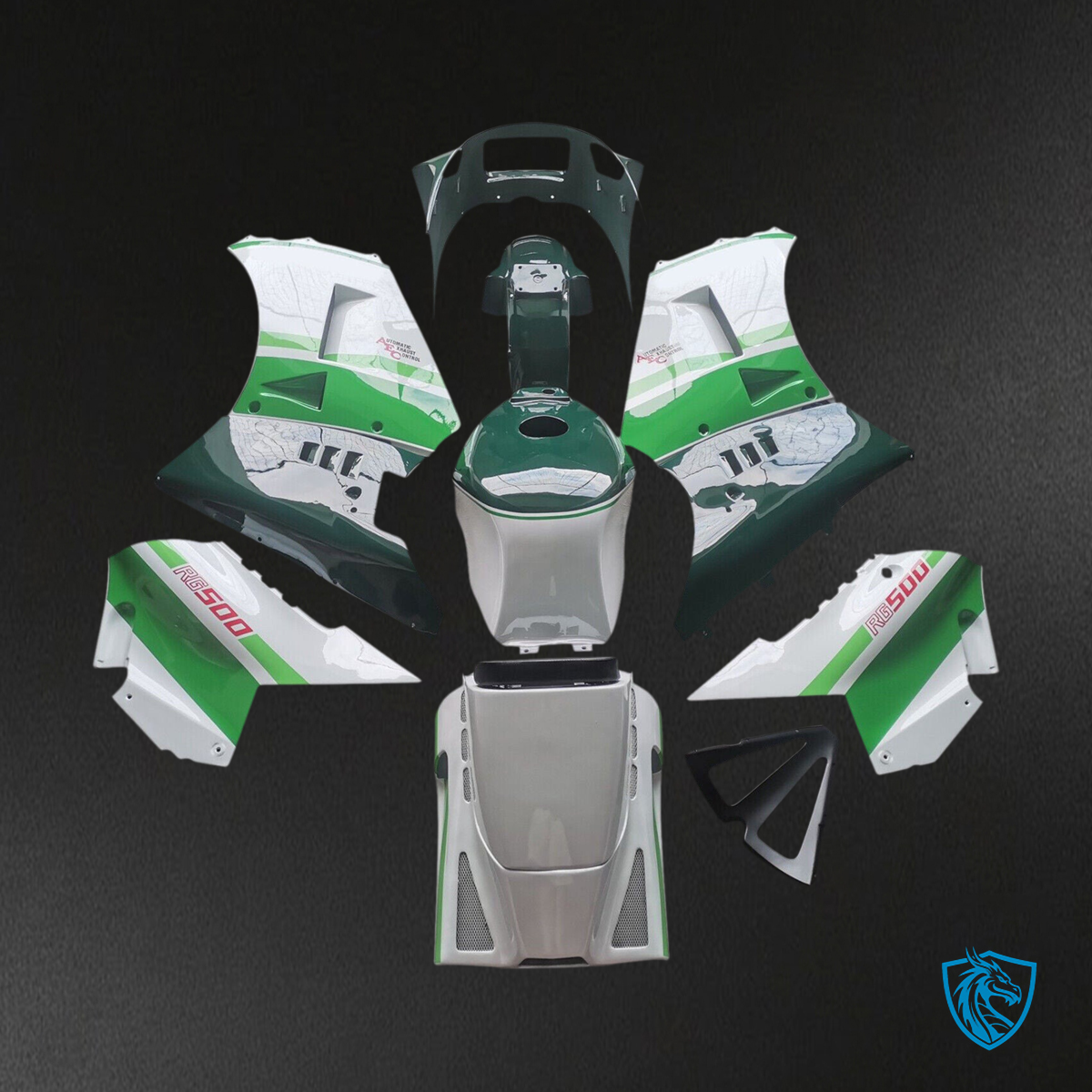 Suzuki RG500 RG400 (1984-1987) Gamma Green & White - Fairing Kit