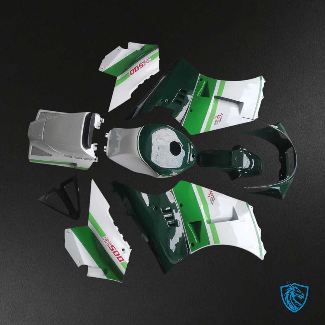 Suzuki RG500 RG400 (1984-1987) Gamma Green & White - Fairing Kit
