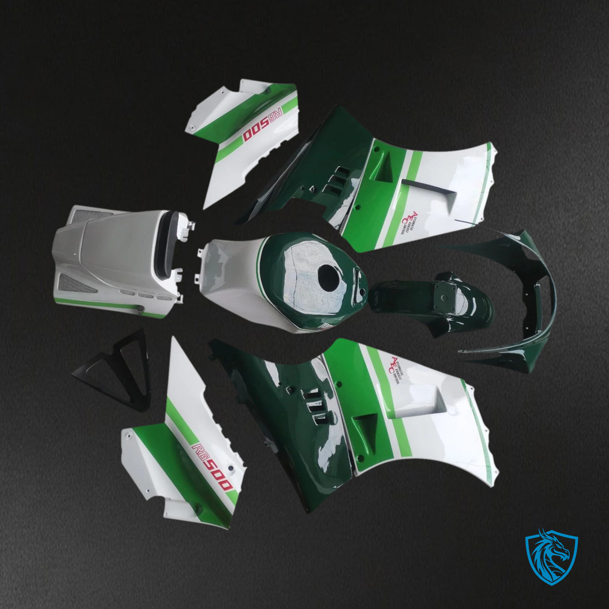 Suzuki RG500 RG400 (1984-1987) Gamma Green & White - Fairing Kit