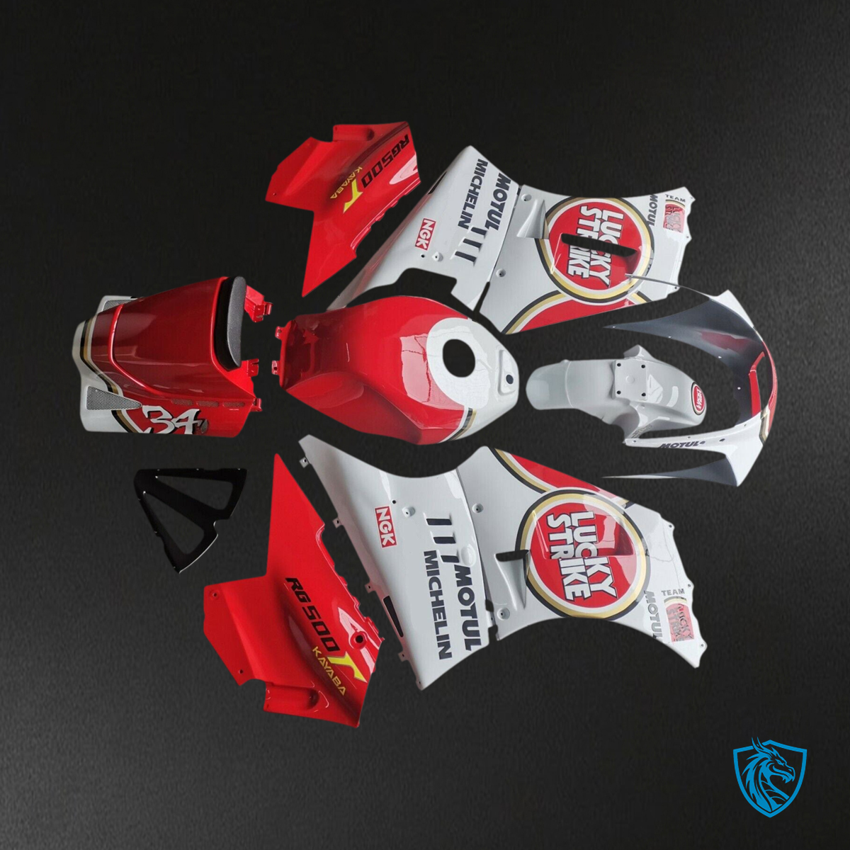Suzuki RG500 RG400 (1984-1987) Gamma White & Red - Fairing Kit