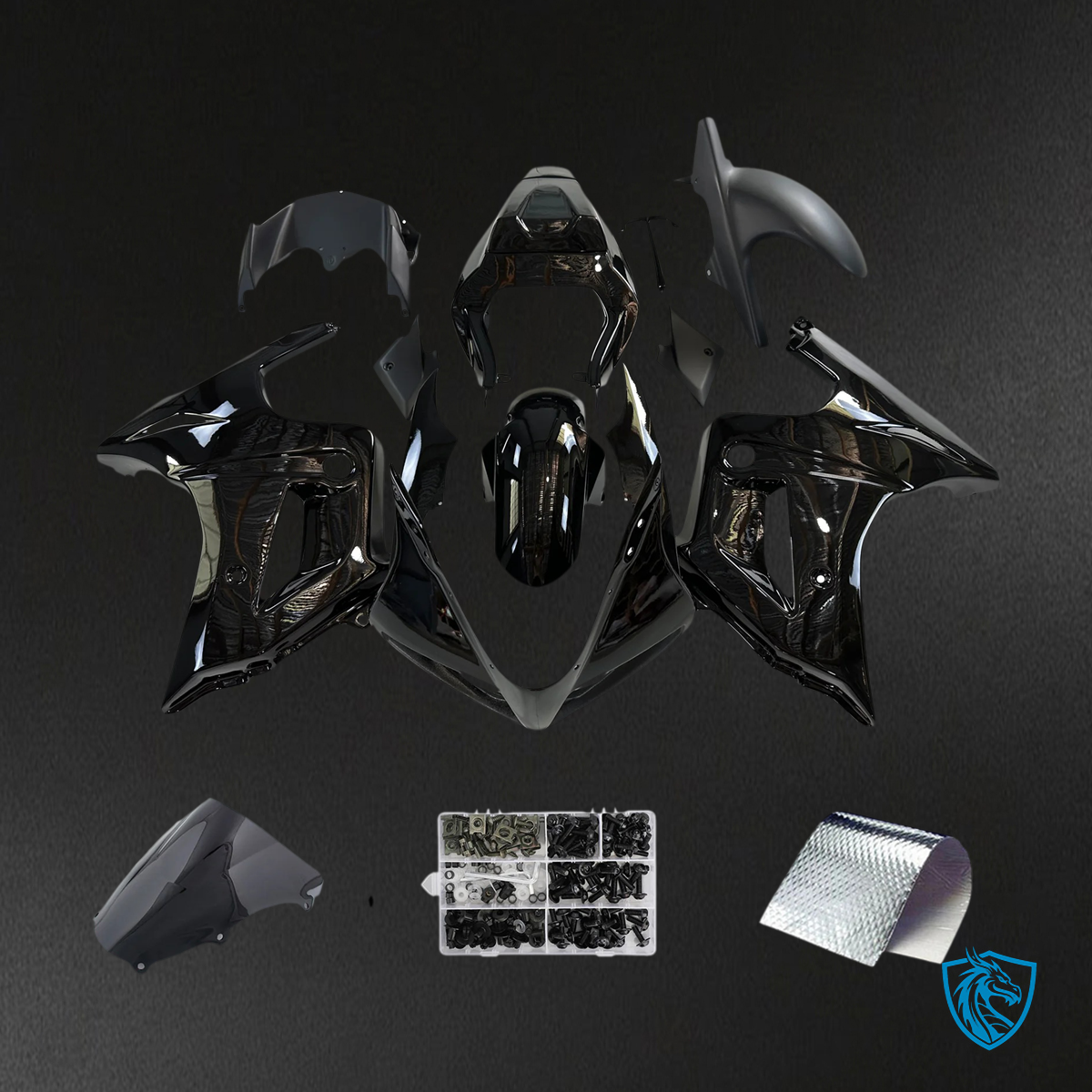 Suzuki SV650 (2003-2013) All Glossy Black - Fairing Kit