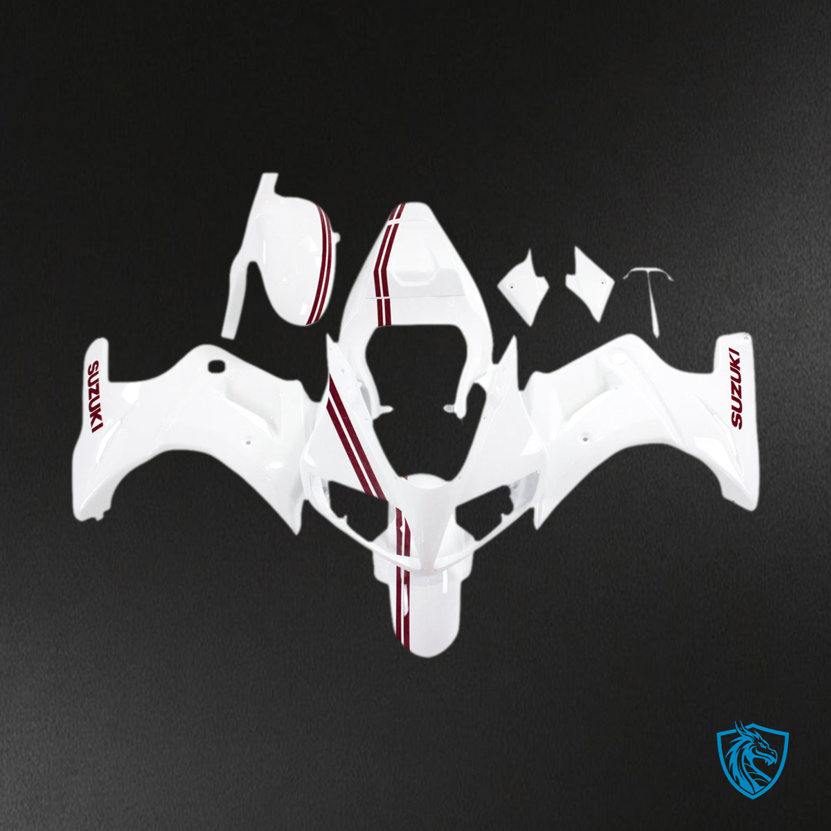Suzuki SV650 (2003-2013) Gloss White & Red Injection - Custom ABS Fairing Kit