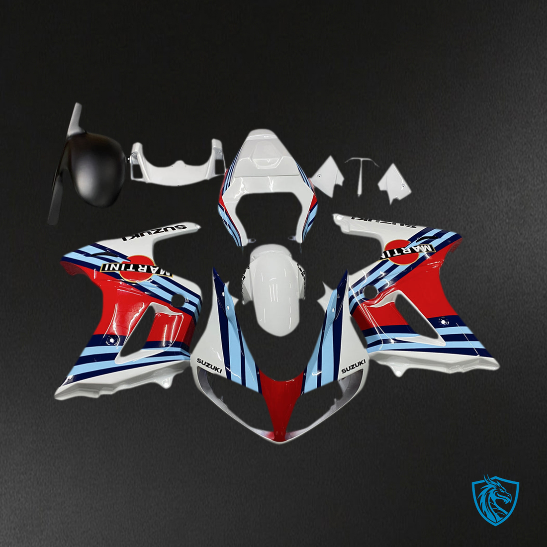 Suzuki SV650 (2003-2013) White, Red & Light Blue Injection - MERGEment Motorcycle Fairings Kit