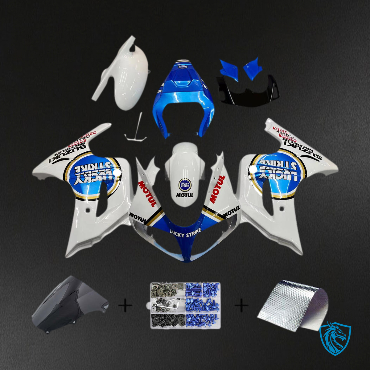 Suzuki SV650 (2003-2013) White & Light Blue Injection Fairing Kit | ABS Bodywork