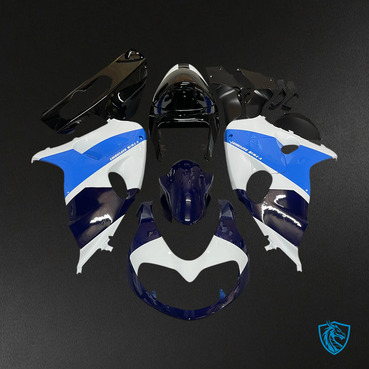 Suzuki TL1000R (1998-2003) Black, White & Blue - Fairing Kit