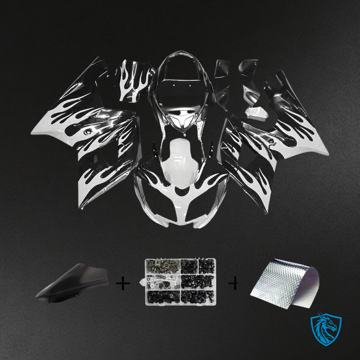 Triumph Daytona 600 650 (2002-2005) Black & White Style 1 Fairing kit