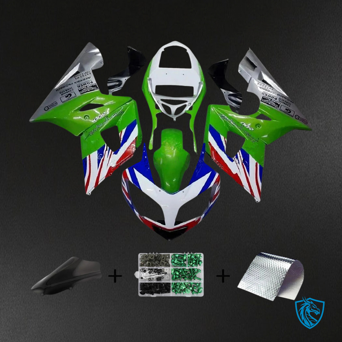 Triumph Daytona 600 650 (2002-2005) Green with Flag - Fairing Kit